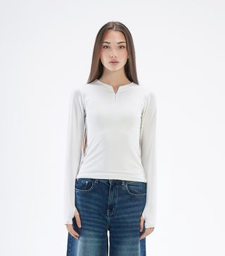 Zipper longsleeve contouring Top