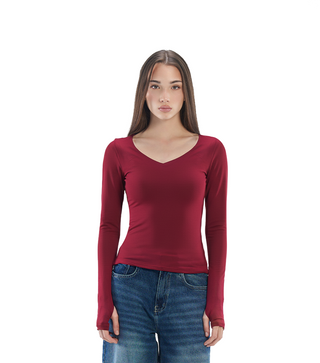 V Neck Longsleeve contouring  top