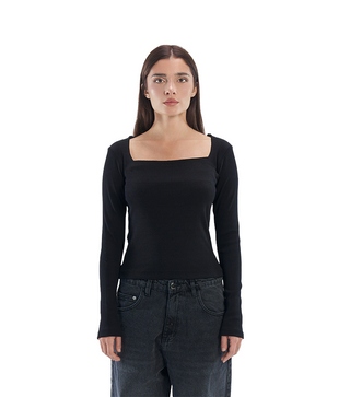 Ribbed square neck top