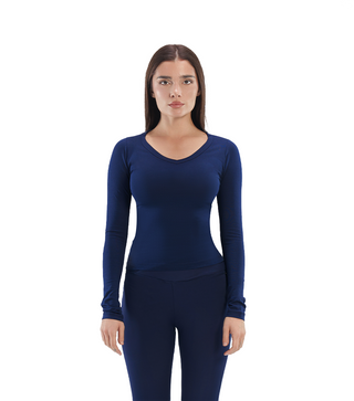 Cotton core V neck longsleeve top