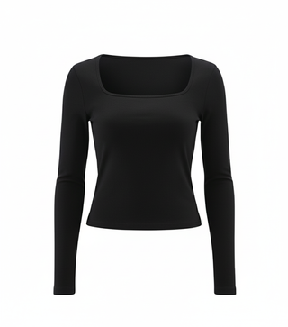 Cotton core square neck longsleeve top