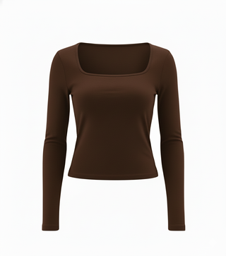 Cotton core square neck longsleeve top