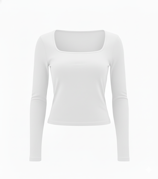Cotton core square neck longsleeve top