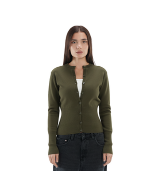 Knitted Rib Button-Up  Top