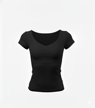 V Neck Short Sleeve Contouring Top