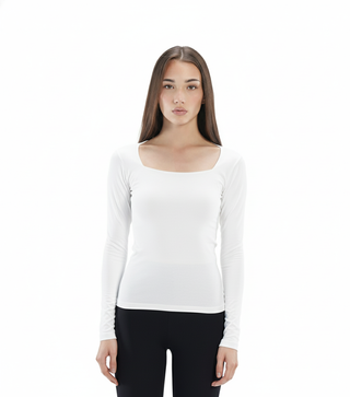 Cotton core square neck longsleeve top